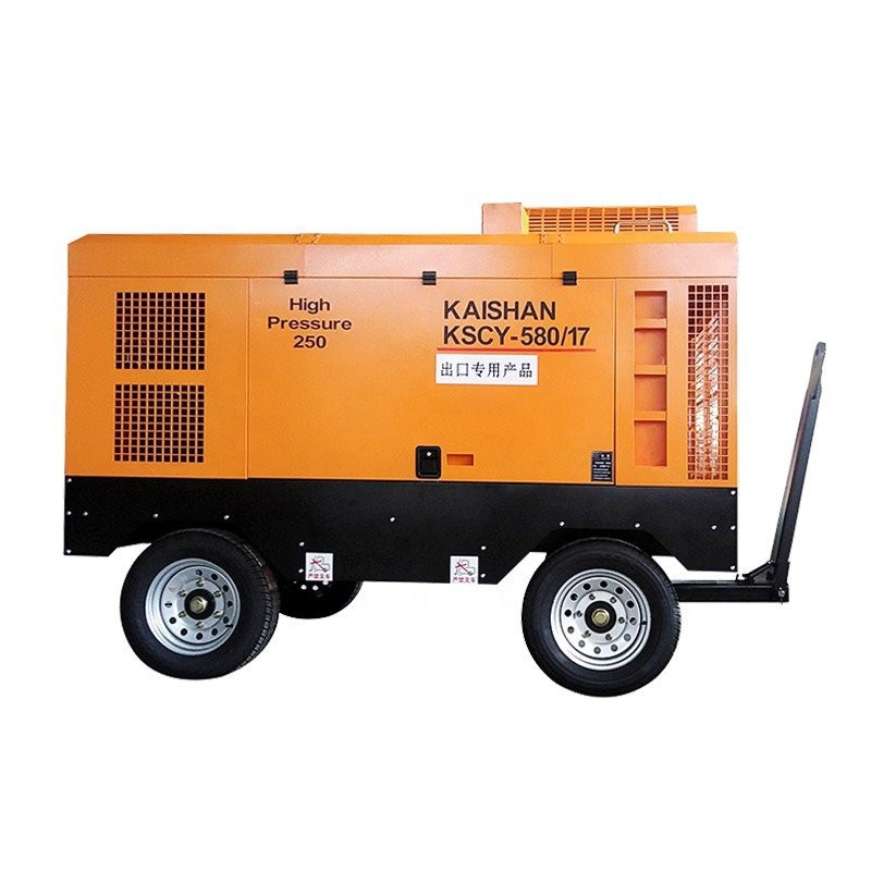 Portable Compressor Rig 580CFM Diesel engine Portable Screw Air Compressor Drill Rig